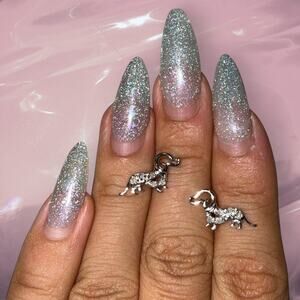 Y2K 925 Sterling Silver with salty natural diamonds dachshund dog stud earrings